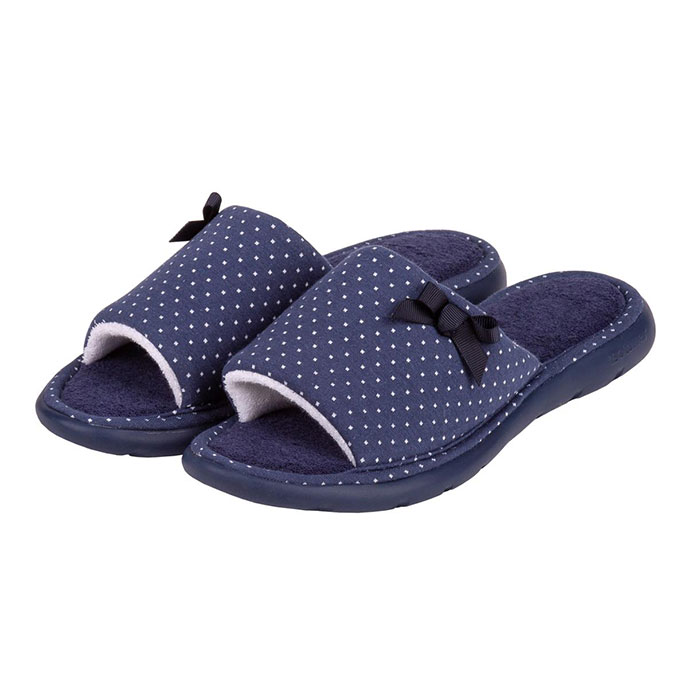 Isotoner Ladies iso-flex Spotted Sliders Navy Spot Extra Image 1
